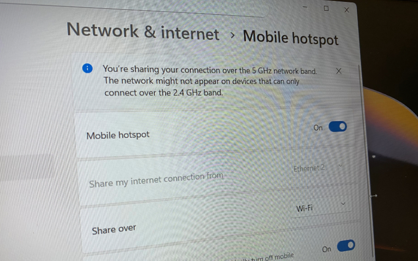 Enable Mobile Hotspot on Windows